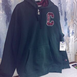 NWT Hoodie Men’s Champion  Brand Green with  Red and Black Buffalo Check